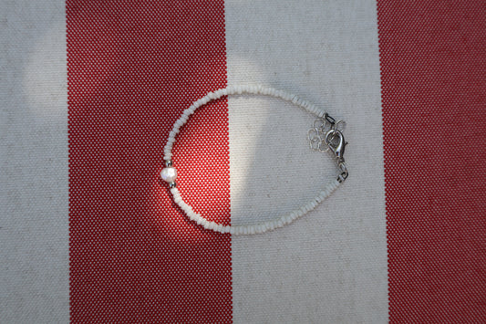 Armband: zilveren parel - wit