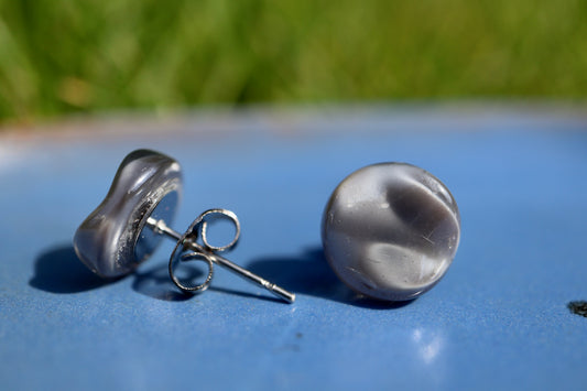 Oorbel: zilveren golf