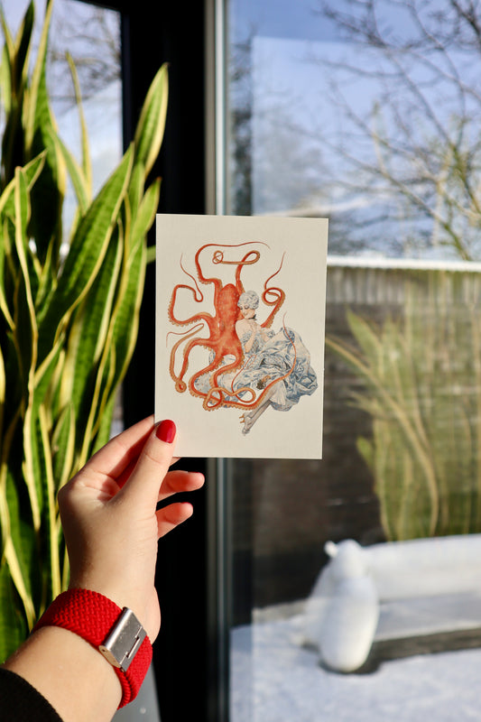 Kaart: octopus en vrouw